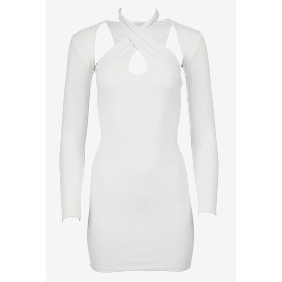 SER.O.YA Dresses & Skirts - Revolve SER.O.YA Dress Womens Size Large White Lana Mini Sleeveless Halter Shrug